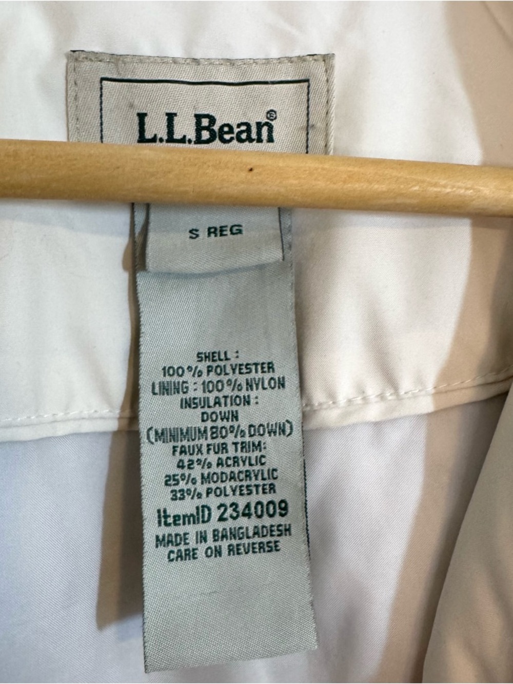 L.L.Bean Cream Down Puffer Jacket Women’s Small Quilted Coat Full Zip Gorpcore - Picture 7 of 11